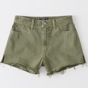 A&F Annie High Rise Denim Shorts in Green